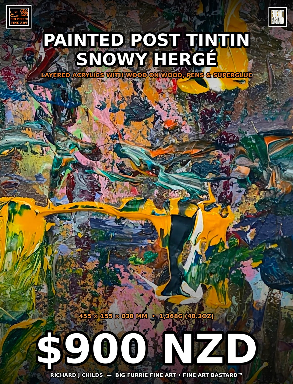 Painted Post Tintin Snowy Hergé