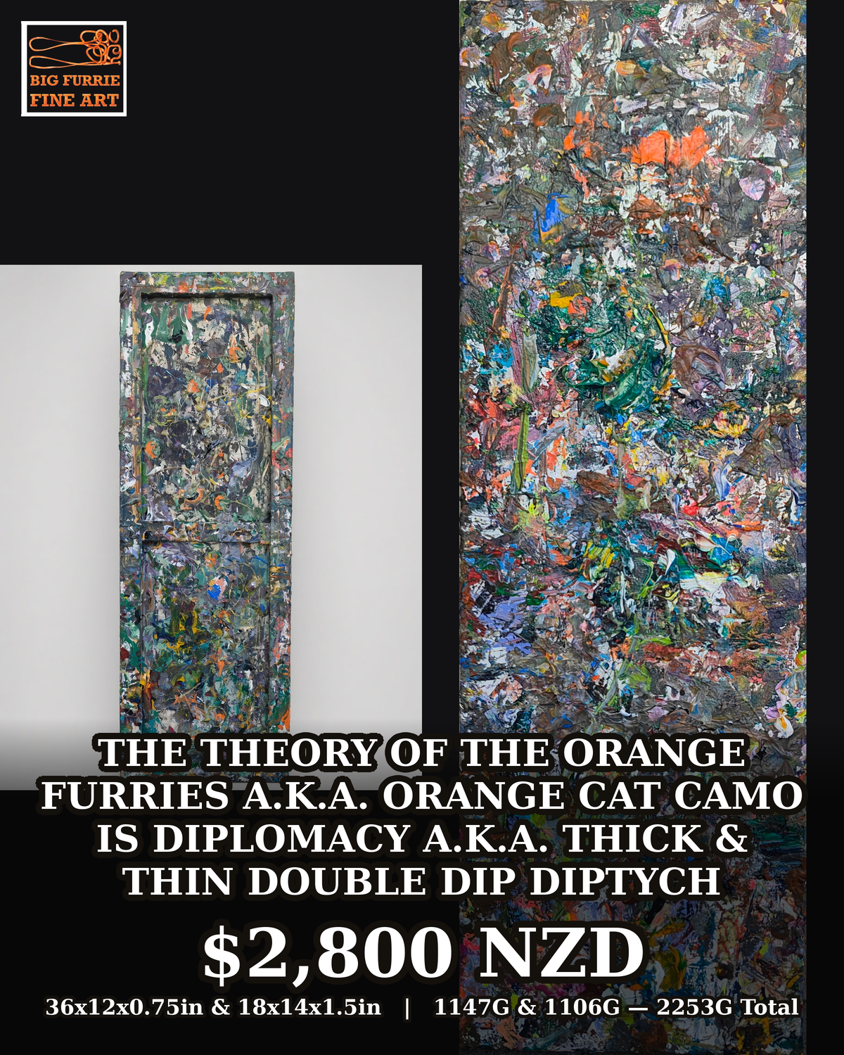 Orange Furrie Theory A.K.A. Orange Cat Camo Is Simply Diplomacy: Thick & Thin Double Dipper Diptych